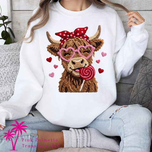 Valentine Highland Cow Sweatshirt