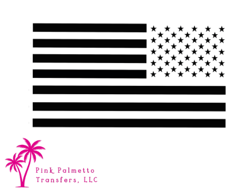 Backwards Black American Flag 4" DTF Transfer