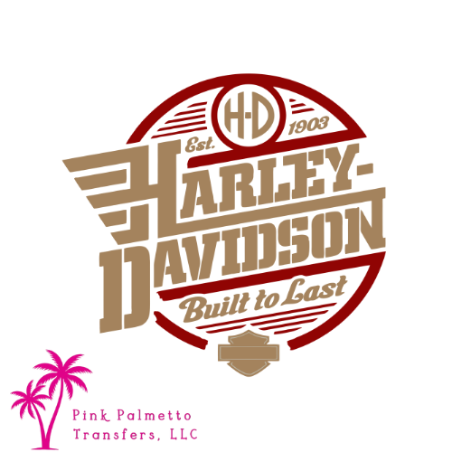 Red & Gold Harley Davidson 12" DTF Transfer