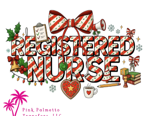 Custom Christmas Registered Nurse 10" DTF Transfer