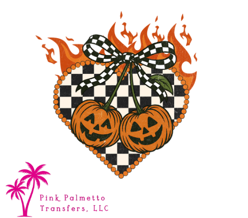 Checkered Halloween Heart 12" DTF Transfer