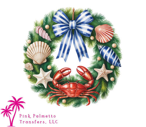 Coastal Christmas Wreathe 10" DTF Transfer