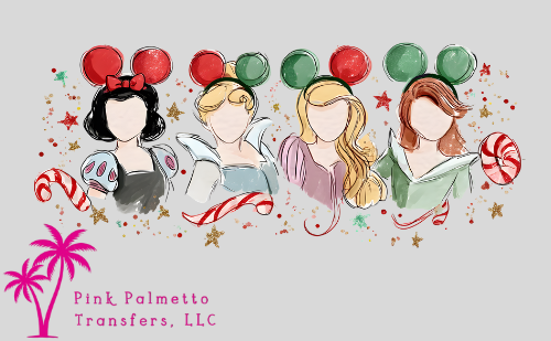 Christmas Disney Princesses 6" DTF Transfer