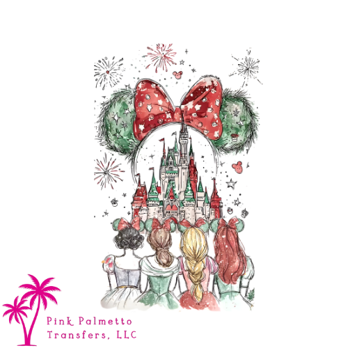 Christmas Disney Princesses & Castle 12" DTF Transfer