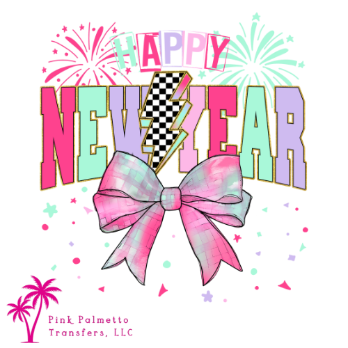 Happy New Year Bow 12" DTF Transfer