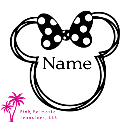 Custom Name Minnie Head 4.5" DTF Transfer