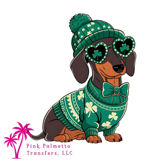 St. Patricks Dachshund 10" DTF Transfer