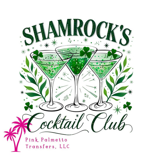 Shamrocks Cocktail Club 10" DTF Transfer