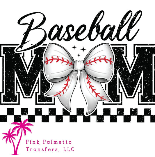 Checkered Baseball Mama 10" DTF Transfer