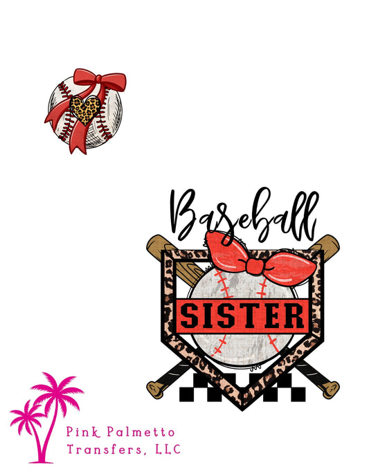 Baseball Sister Bundle 4" pocket & 8" back DTF Transfer