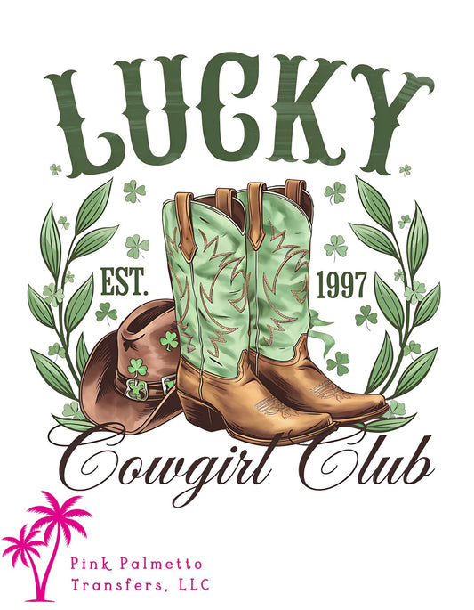 Lucky Cowgirl Club 10" DTF Transfer