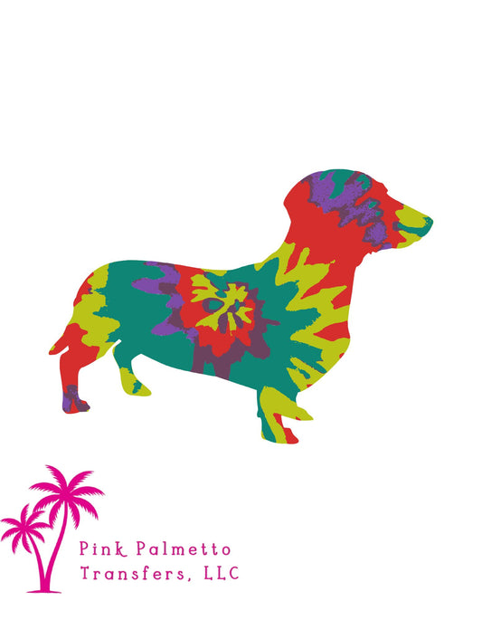 Tie Dye Dachshund 10" DTF Transfer