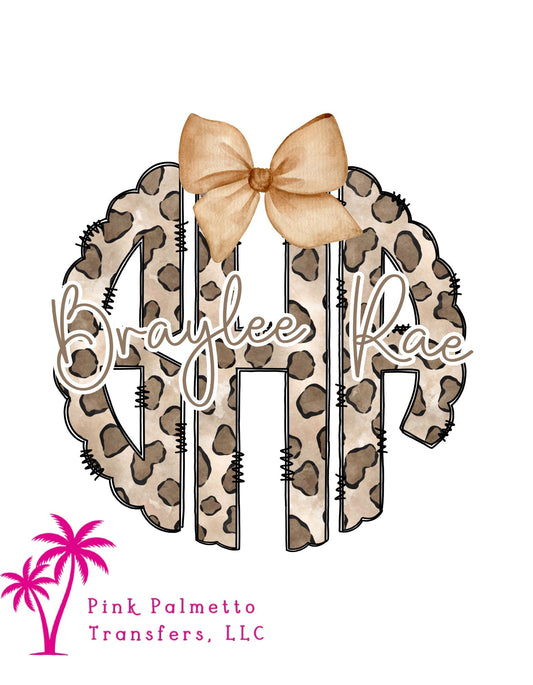 Custom Name & Monogram 10" DTF Transfer