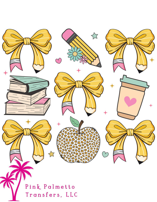 Books and Bows 12" DTF Transfer