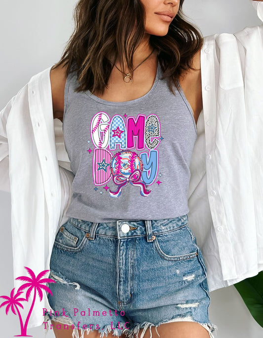 Blue/Pink Game Day Racerback Tank