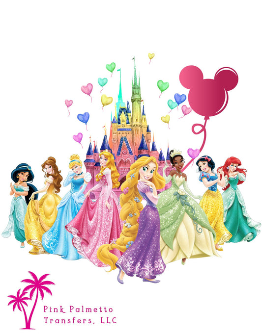 Disney Princess Balloons 8" DTF Transfer