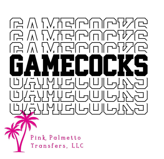 Black Gamecocks 12" DTF Transfer