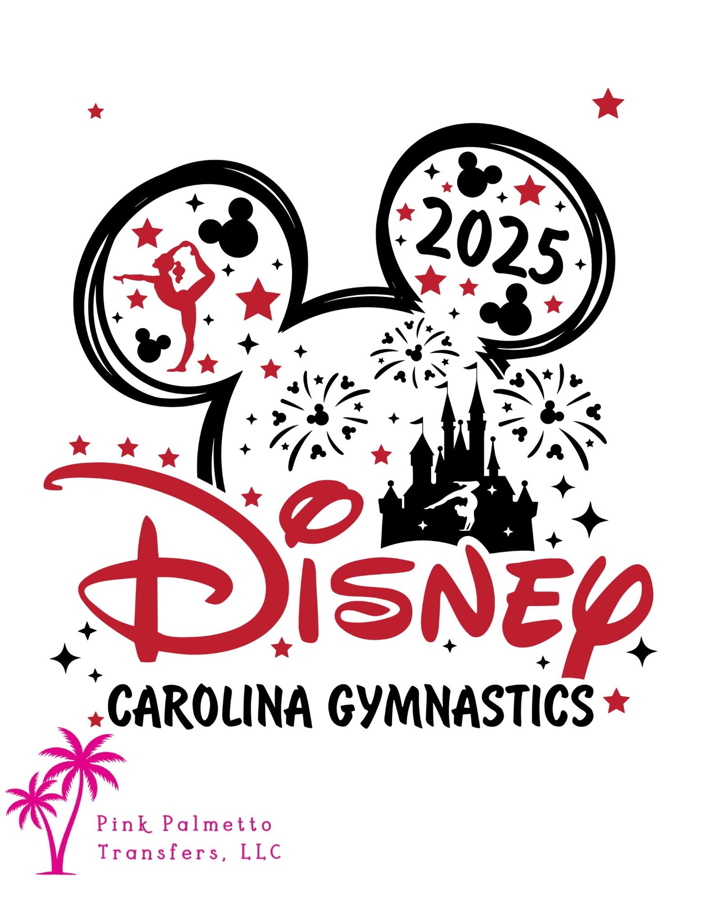 Disney Gymnastics Red/Black 10" DTF Transfer