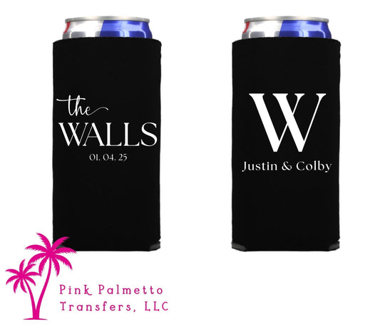 The Walls Wedding Tall Neoprene Koozie