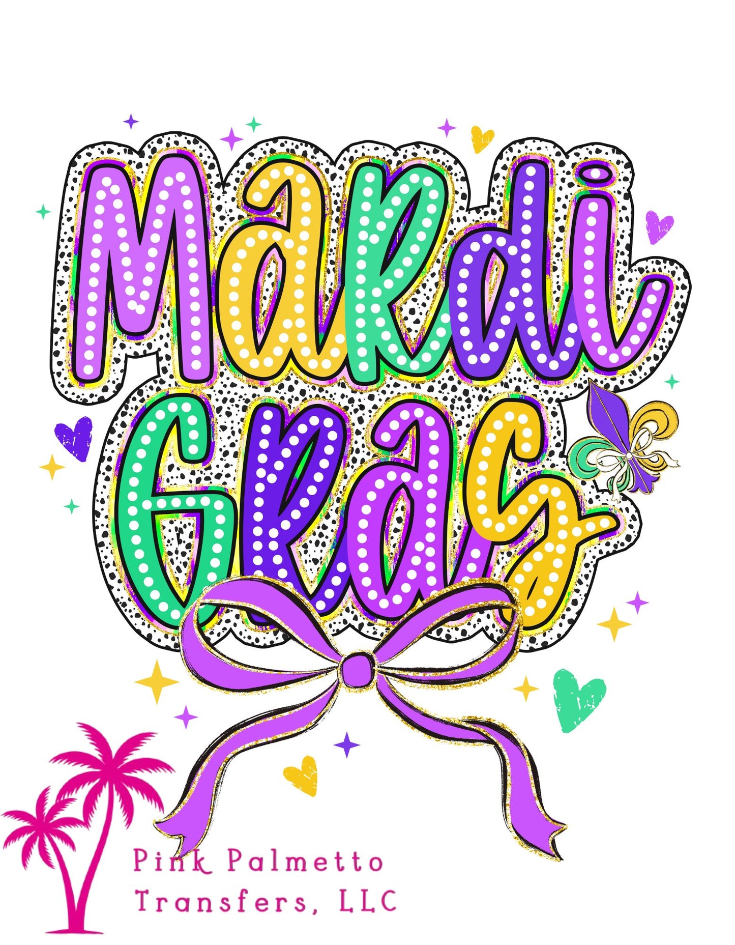 Mardi Gras Bow 10" DTF Transfer