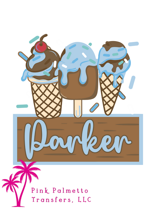 Custom Parker Ice Cream 8" DTF Transfer