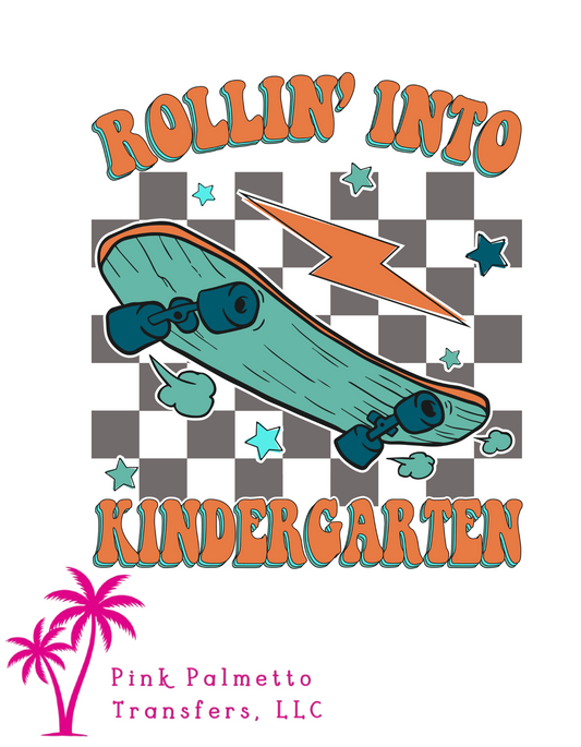 Rolling Into Kindergarten 8" DTF Transfer