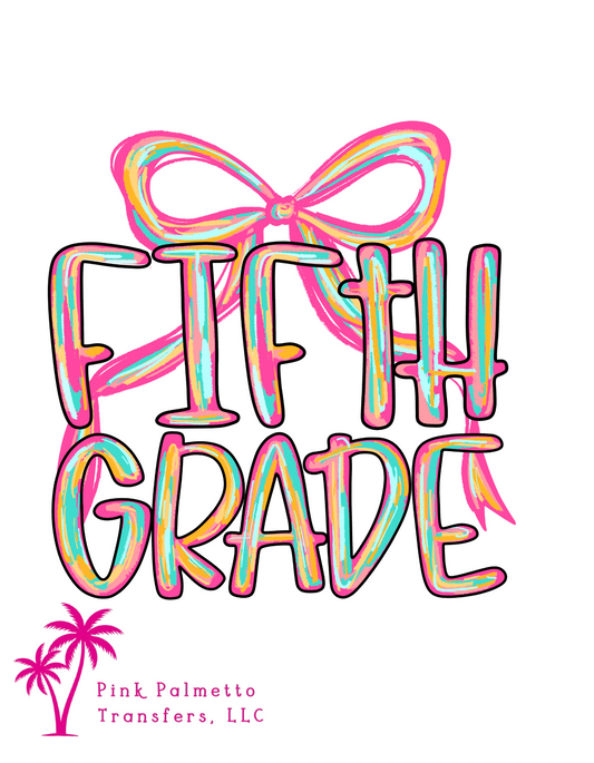 Fifth Grade Bow 8" DTF Transfer