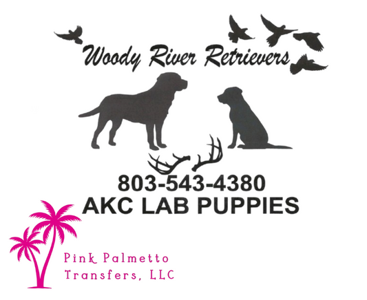 Woody River Retrievers Lab Puppy 12" DTF Transfer