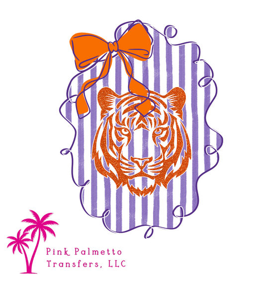 Striped Clemson Tiger 10" DTF Transfer
