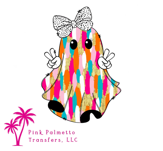 Multicolored Ghost 10" DTF Transfer