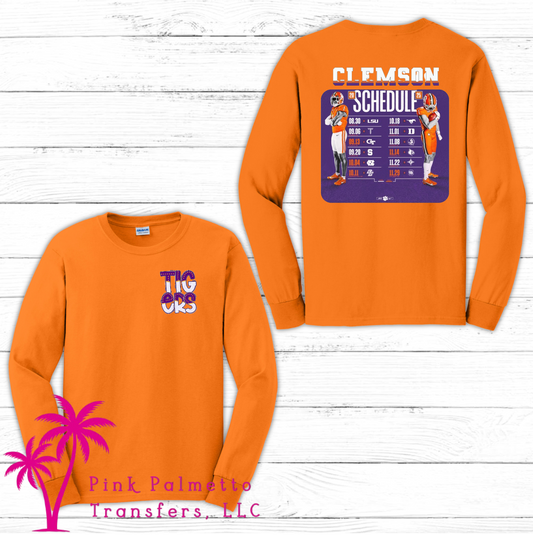 Clemson Schedule Long Sleeve Tshirt