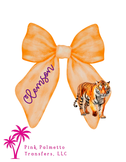 Clemson Bow 10" DTF Transfer