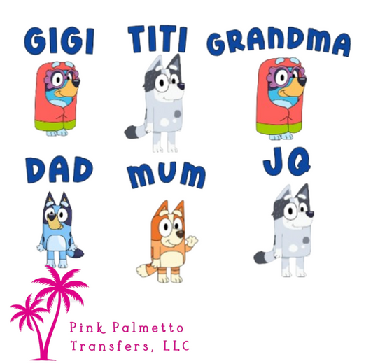 Bluey Family 10" DTF Transfer