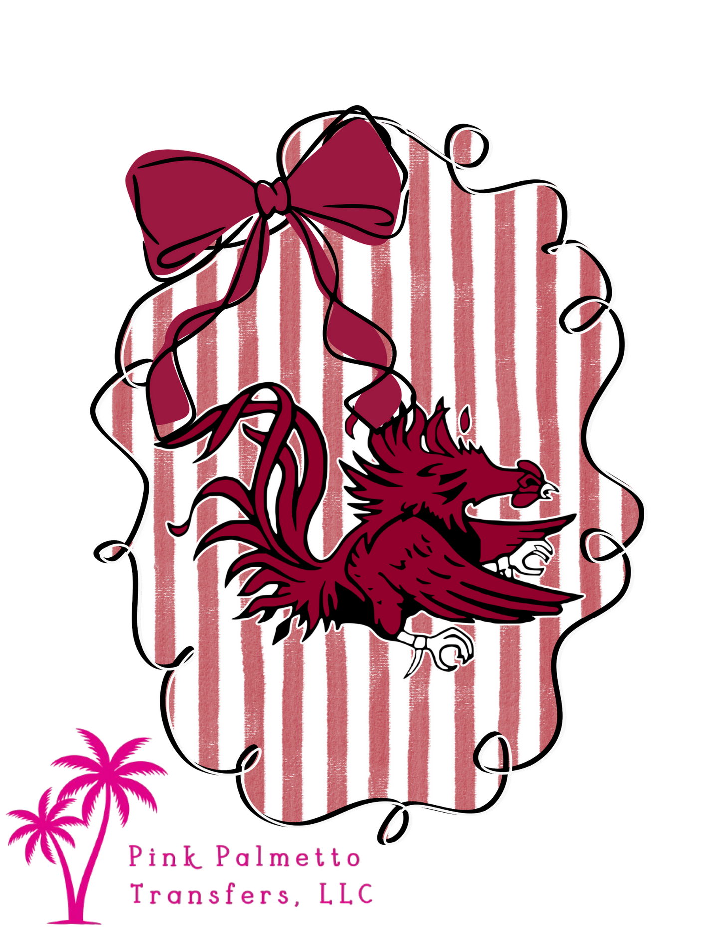 Striped Gamecocks 8" DTF Transfer