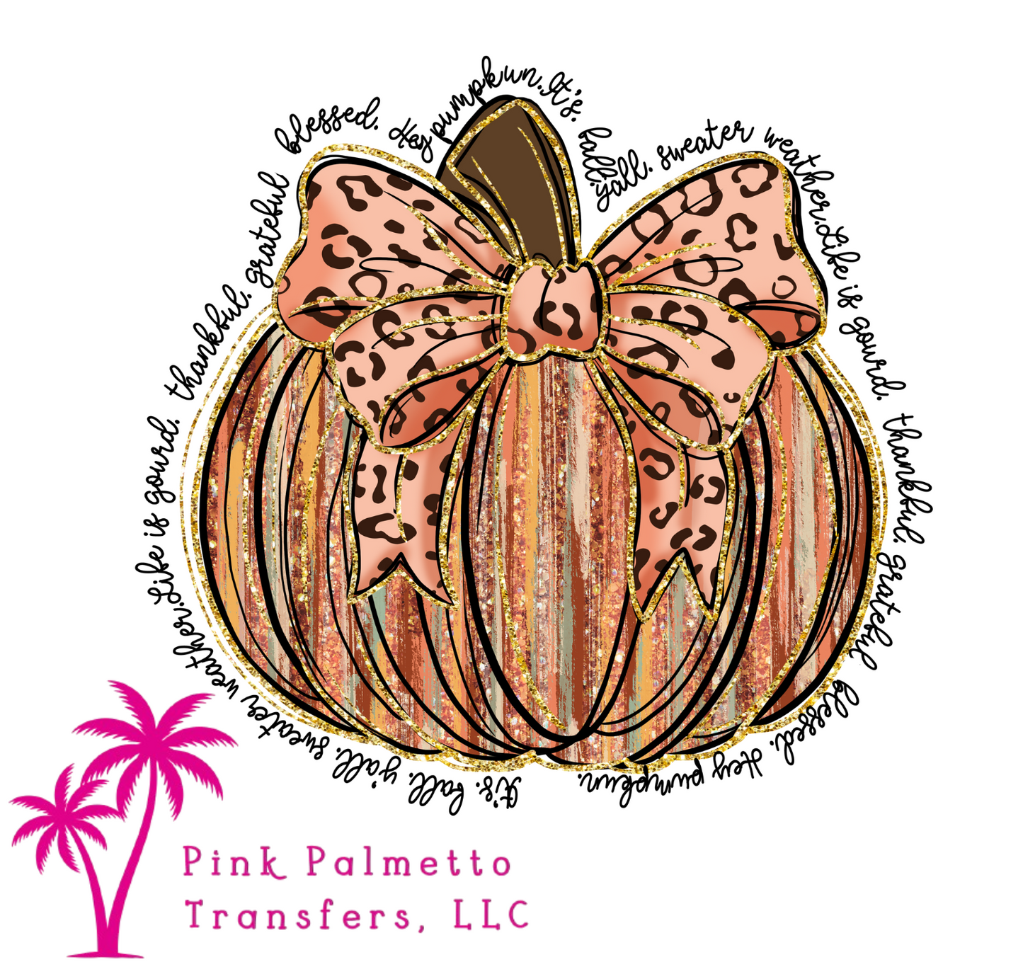 Thankful, Grateful Pumpkin 4" DTF Transfer