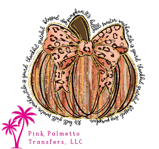 Thankful, Grateful Pumpkin 4" DTF Transfer