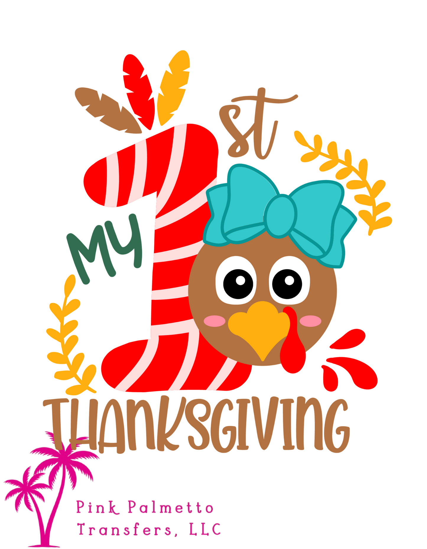 My First Thanksgiving Girl Turkey 4" DTF Transfer