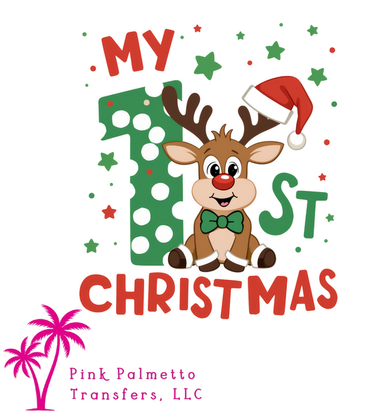 My First Christmas Reindeer 4" DTF Transfer