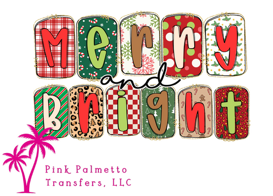 Merry & Bright 12" DTF Transfer