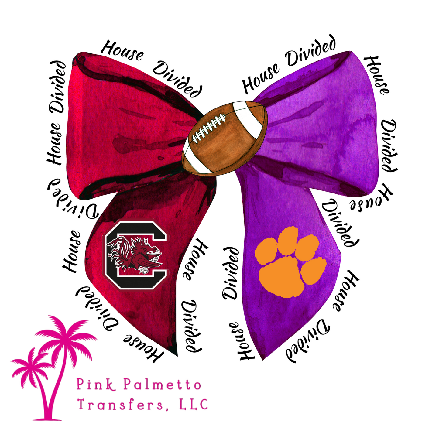 Carolina Clemson Divided Bow 12" DTF Transfer