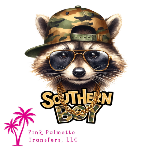 Southern Boy Raccoon 8" DTF Transfer