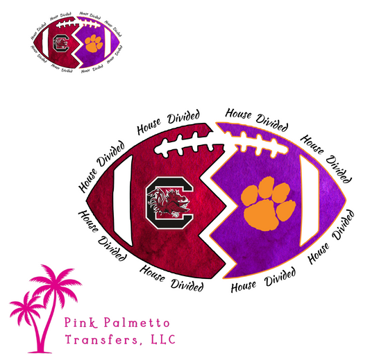 House Divided Football 3.5" & 12" DTF Transfer Bundle