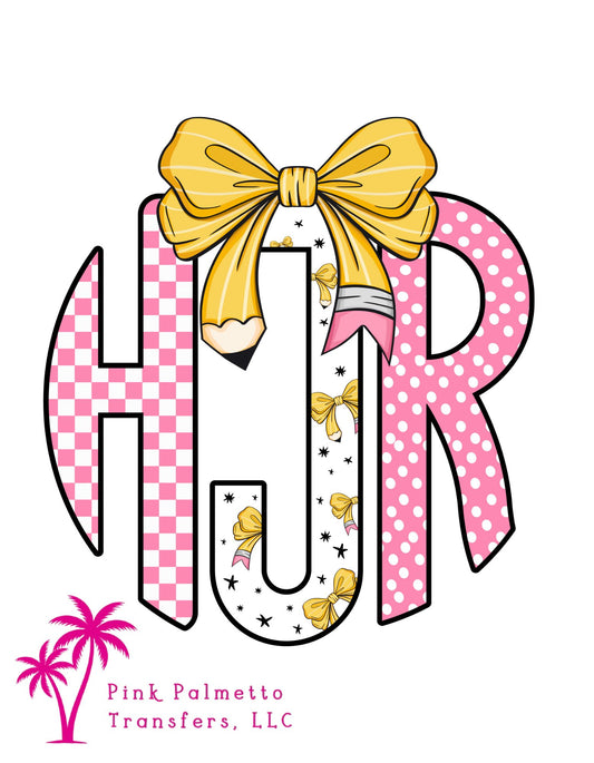 Custom HJR School Pencil 8" DTF Transfer