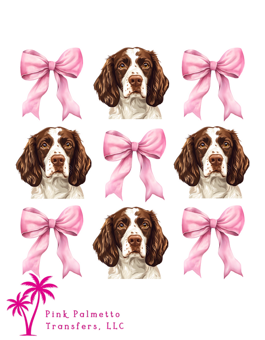 Springer Spaniel w/ Bows 6" DTF Transfer