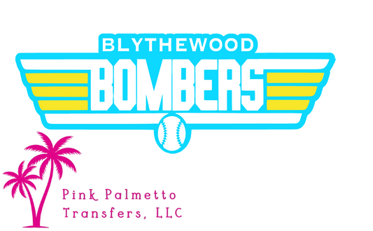 Neon Blue Blythewood Bombers 12" DTF Transfer